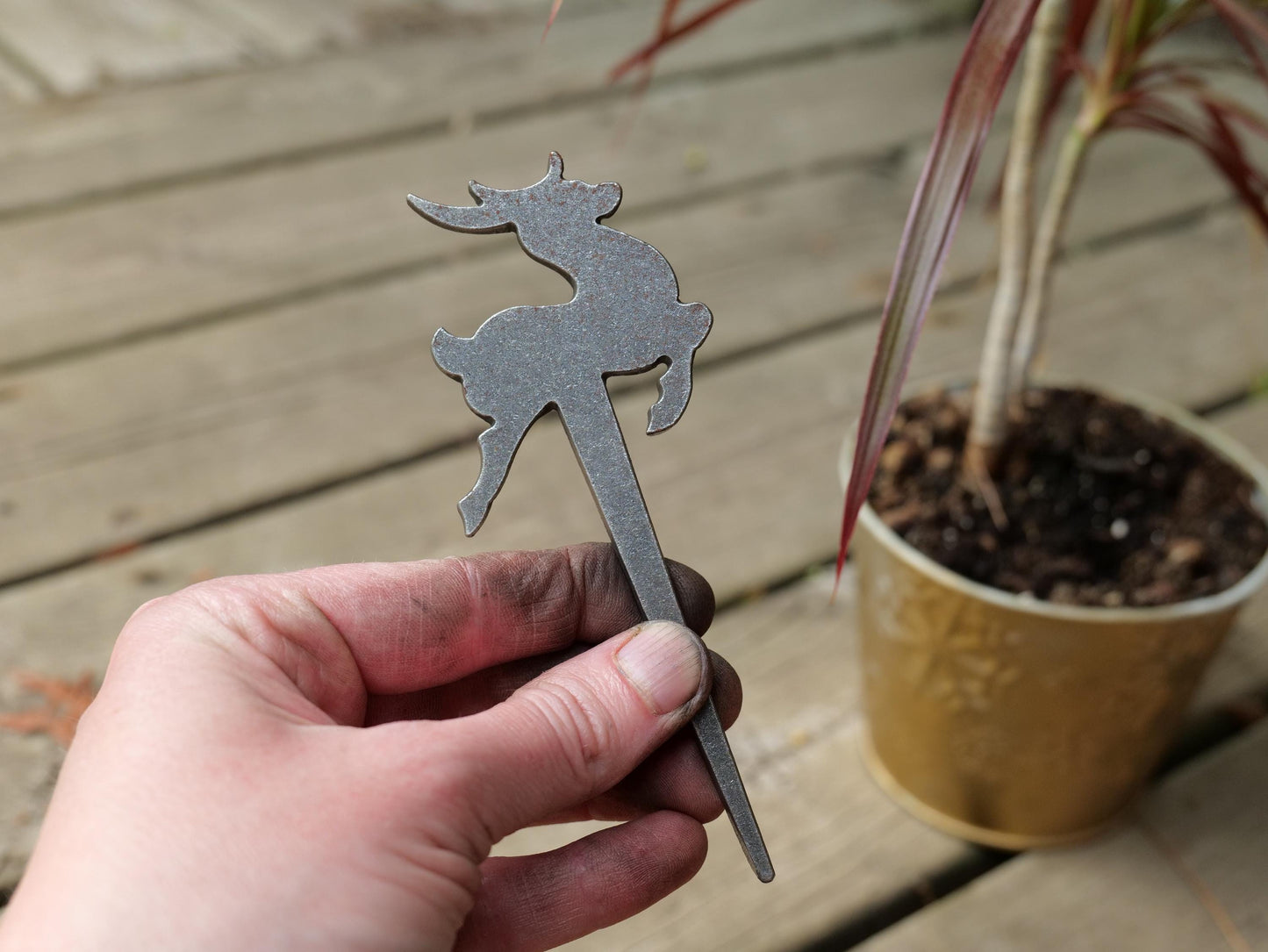 Reindeer Metal Planter Decoration * Garden Stake * House Plant Decorations* Outdoor Stake Decorations * Fairy Garden Accessories * Plant