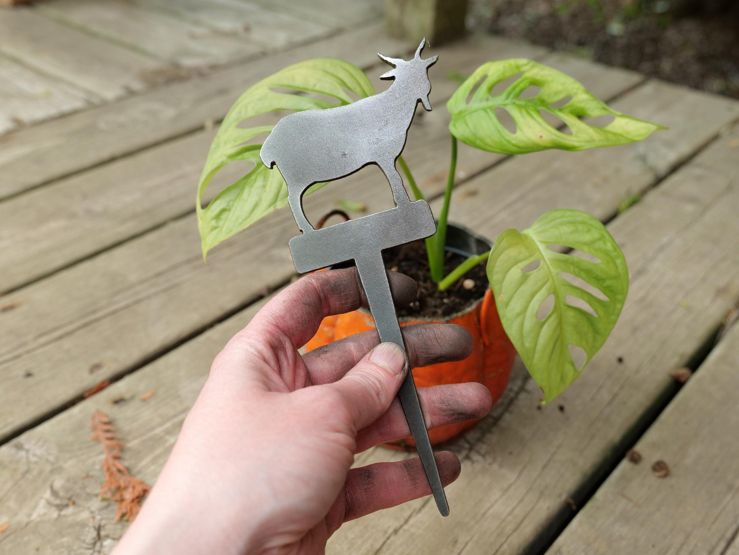 Buck Goat Metal Planter Decoration * Garden Stake * House Plant Decorations* Outdoor Stake Decorations * Fairy Garden Accessories * Farm