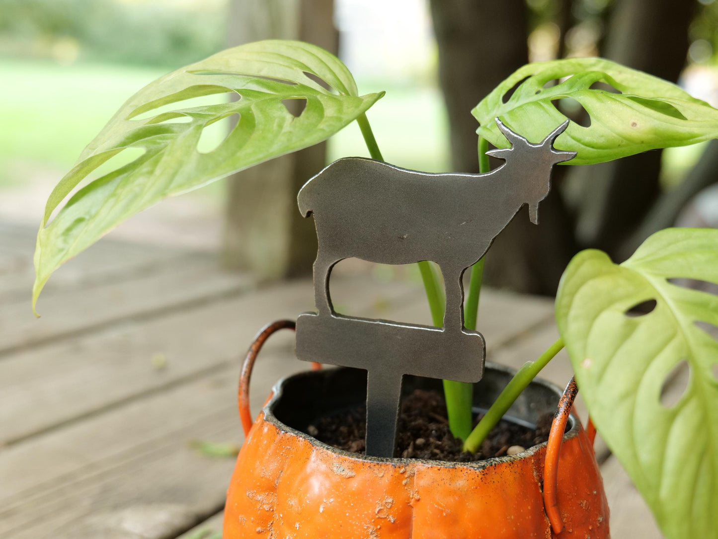 Buck Goat Metal Planter Decoration * Garden Stake * House Plant Decorations* Outdoor Stake Decorations * Fairy Garden Accessories * Farm