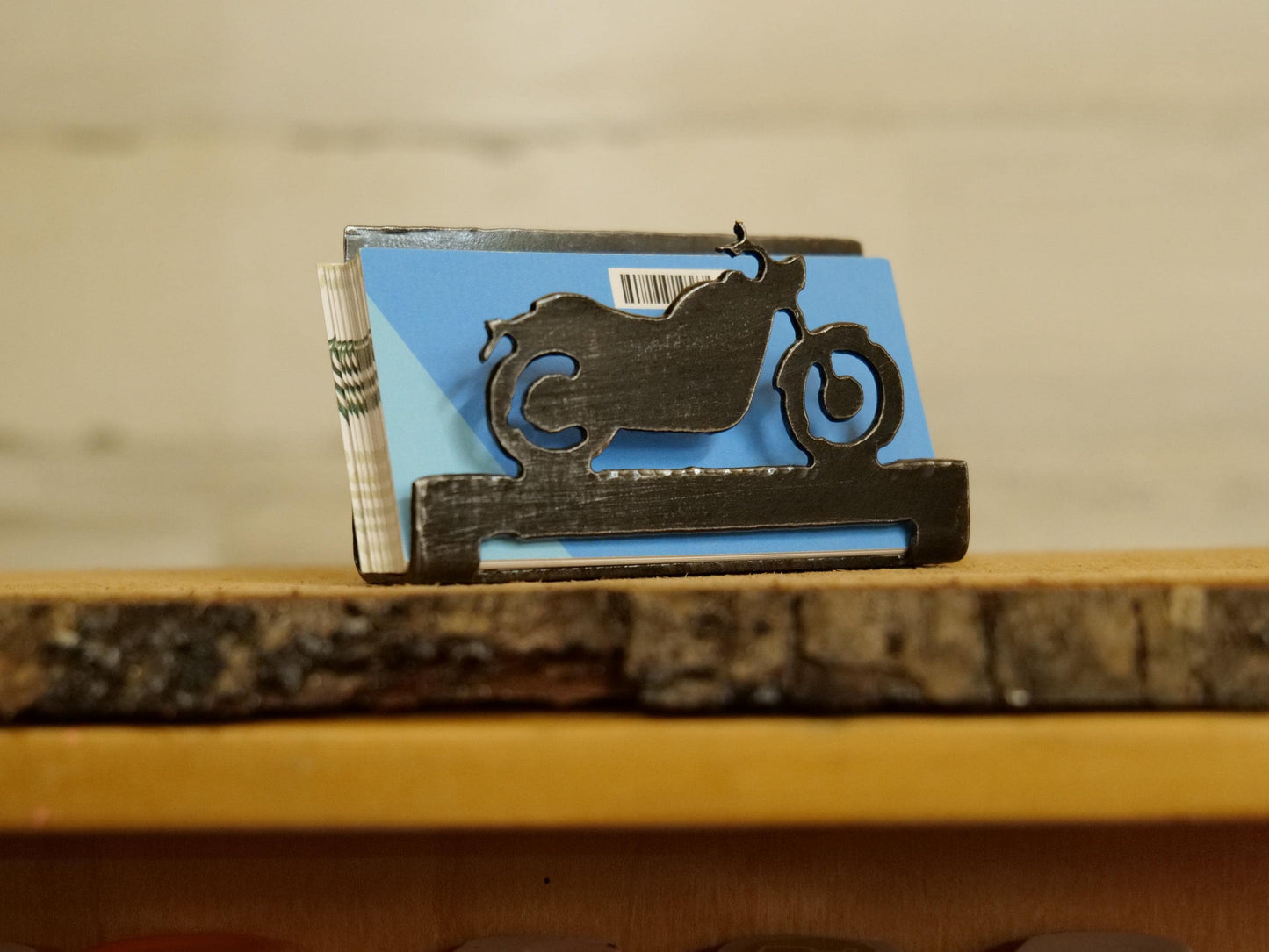 Motorcycle Business Card Holder for Desk * Business Card Display * Handmade Metal Business Card Holder with Motorcycle