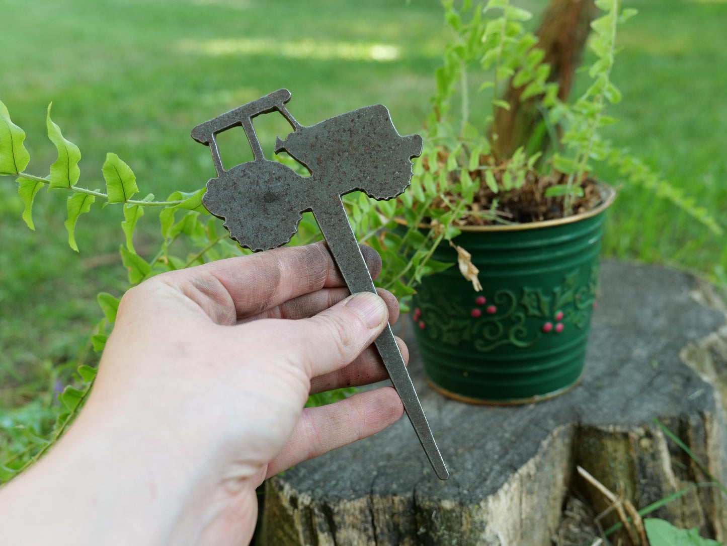 Tractor Metal Planter Decoration *Farm Garden Stake * House Plant Decorations* Outdoor Stake Decorations * Fairy Garden Accessories * Plant