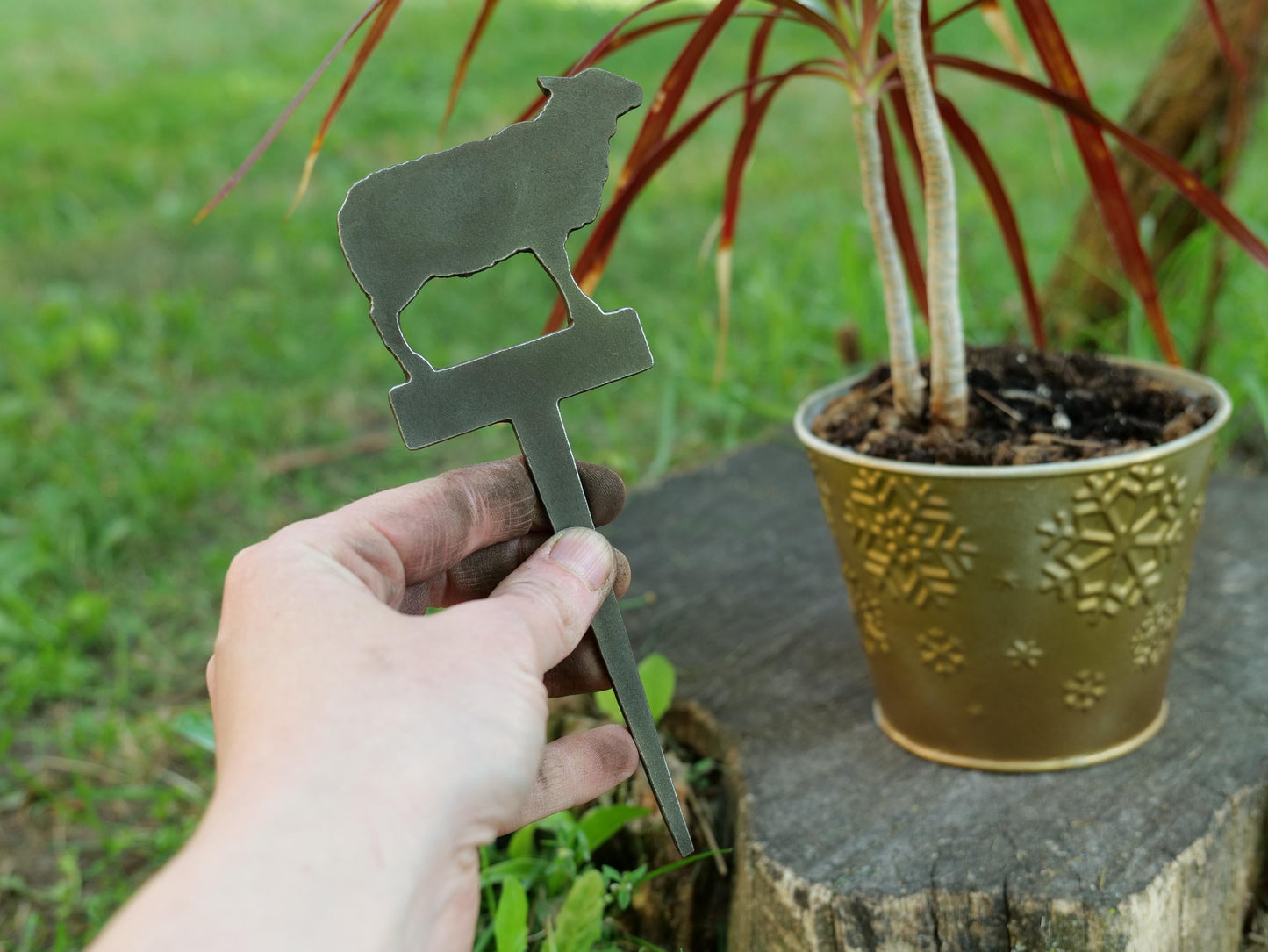 Sheep Metal Planter Decoration * Garden Stake * House Plant Decorations* Outdoor Stake Decorations * Fairy Garden Accessories * Plant