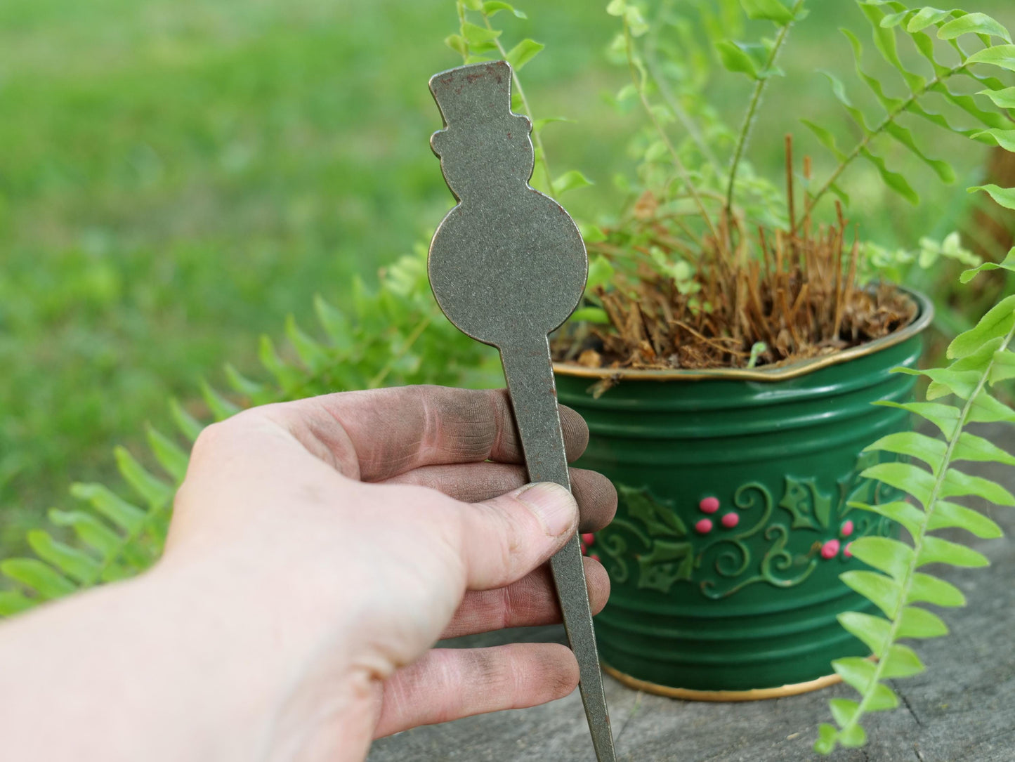 Snowman Metal Planter Decoration * Garden Stake * House Plant Decorations* Outdoor Stake Decorations * Fairy Garden Accessories * Plant