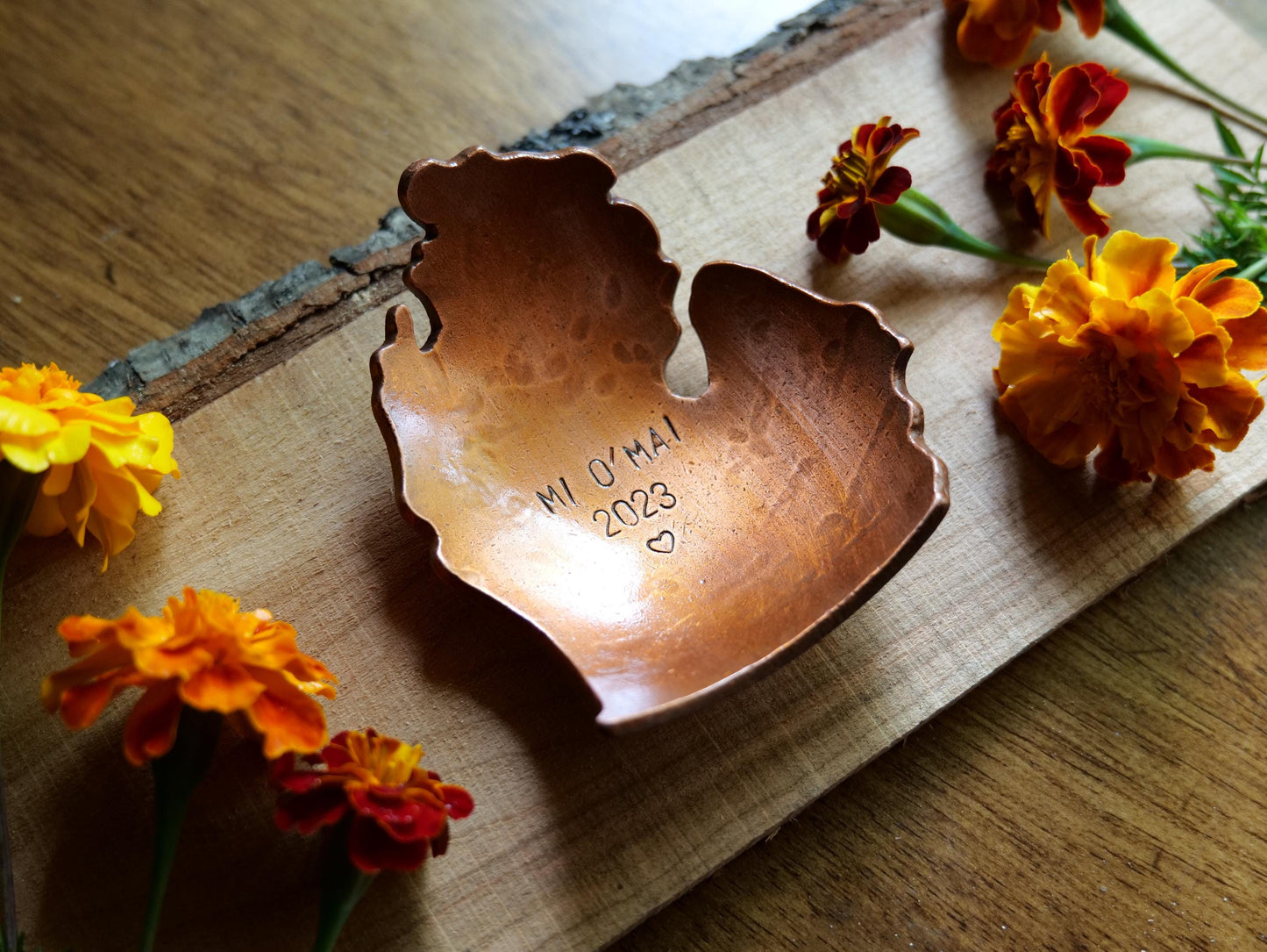 Personalized Hand Forged Copper Michigan Trinket Dish * Michigan Decor * Michigan Gifts * Michigan Bowl * 7 Year Anniversary Gift
