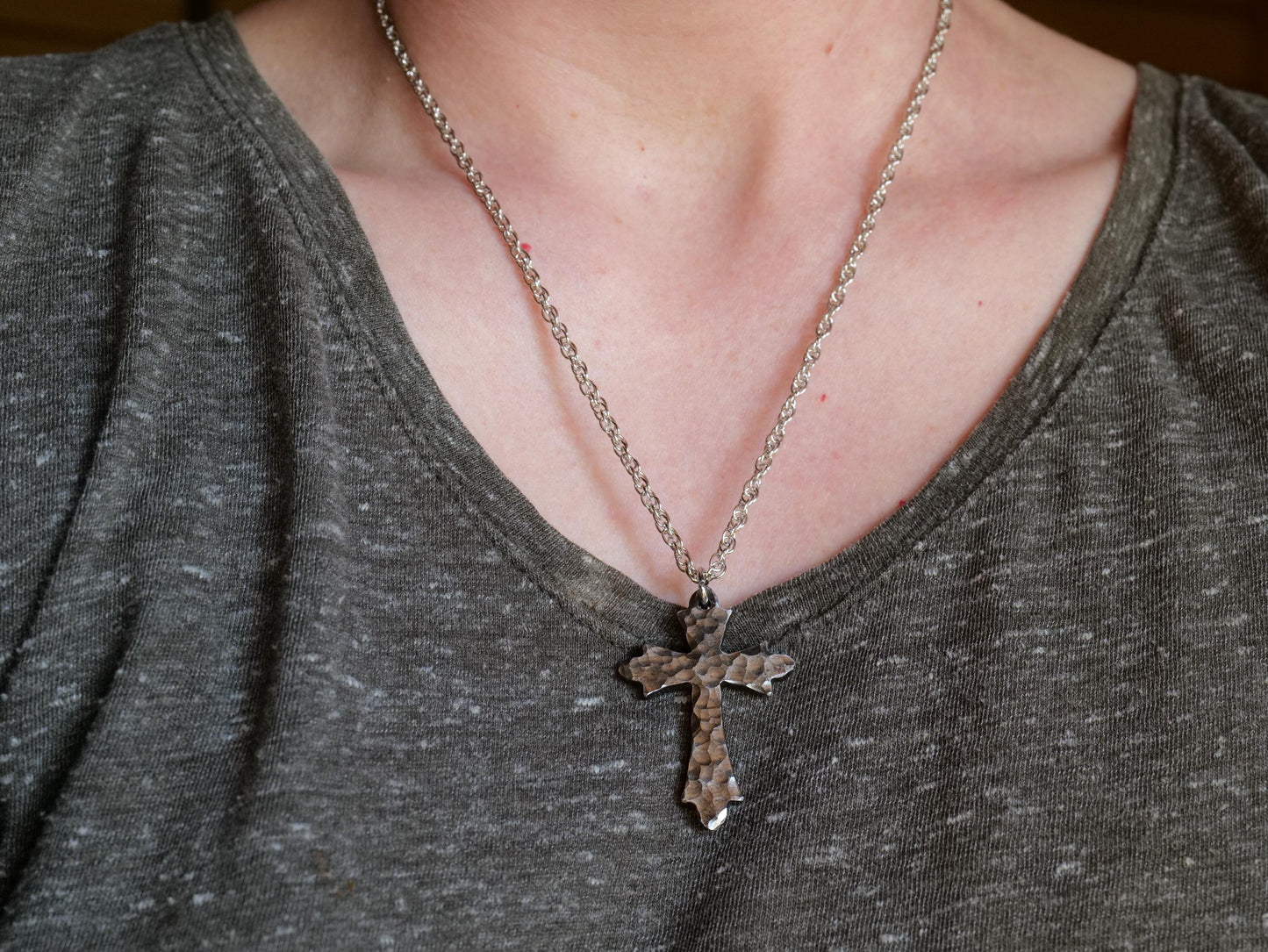 Hand Forged Fancy Cross * Hammered Cross Pendant * Christian Gift for Men or Women * Forged Cross Necklace * Handmade Steel Necklace