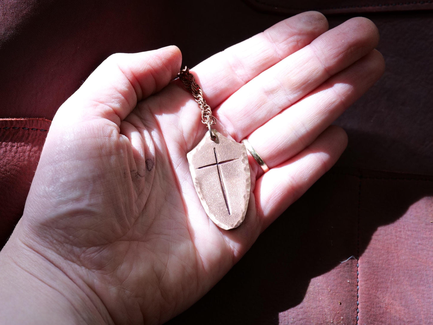 Large Shield of Faith Pendant* Shield Pendant * Christian Gift for Men or Women * Forged Armor of God Necklace * Gift for Him or Her