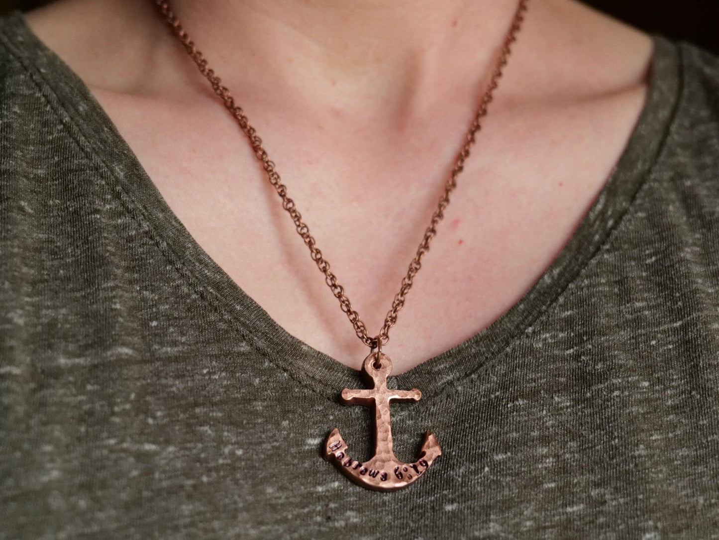 Hebrews 6:19 Copper Anchor Necklace * Anchor Pendant * Anchor Jewelry for Men or for Women *Christian Bible Verse Gifts *Anchor for the Soul