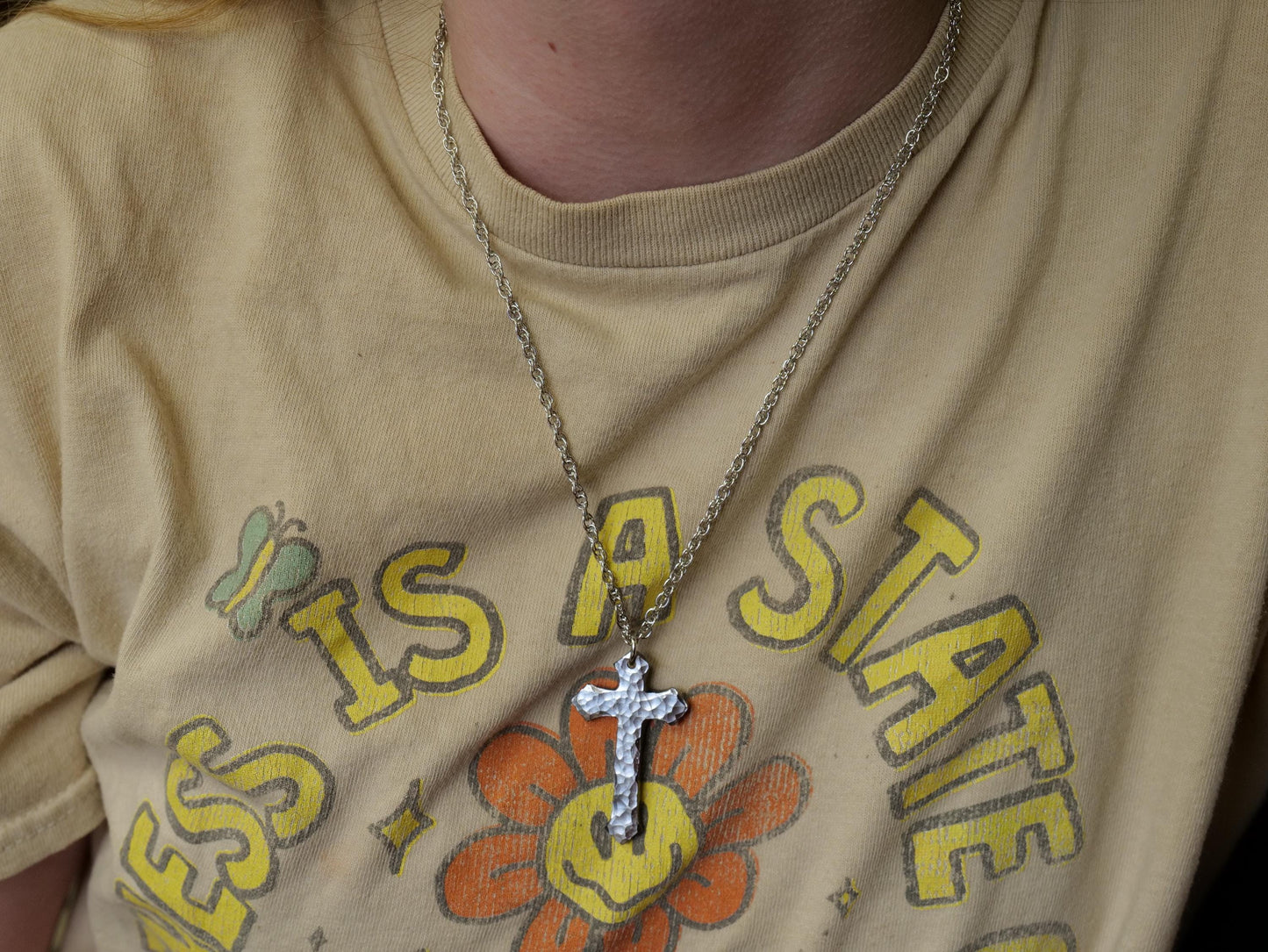 Hand Forged Steel Arrow Cross * Hammered Cross Pendant * Christian Gift for Men or Women * Forged Cross Necklace * Handmade Steel Necklace