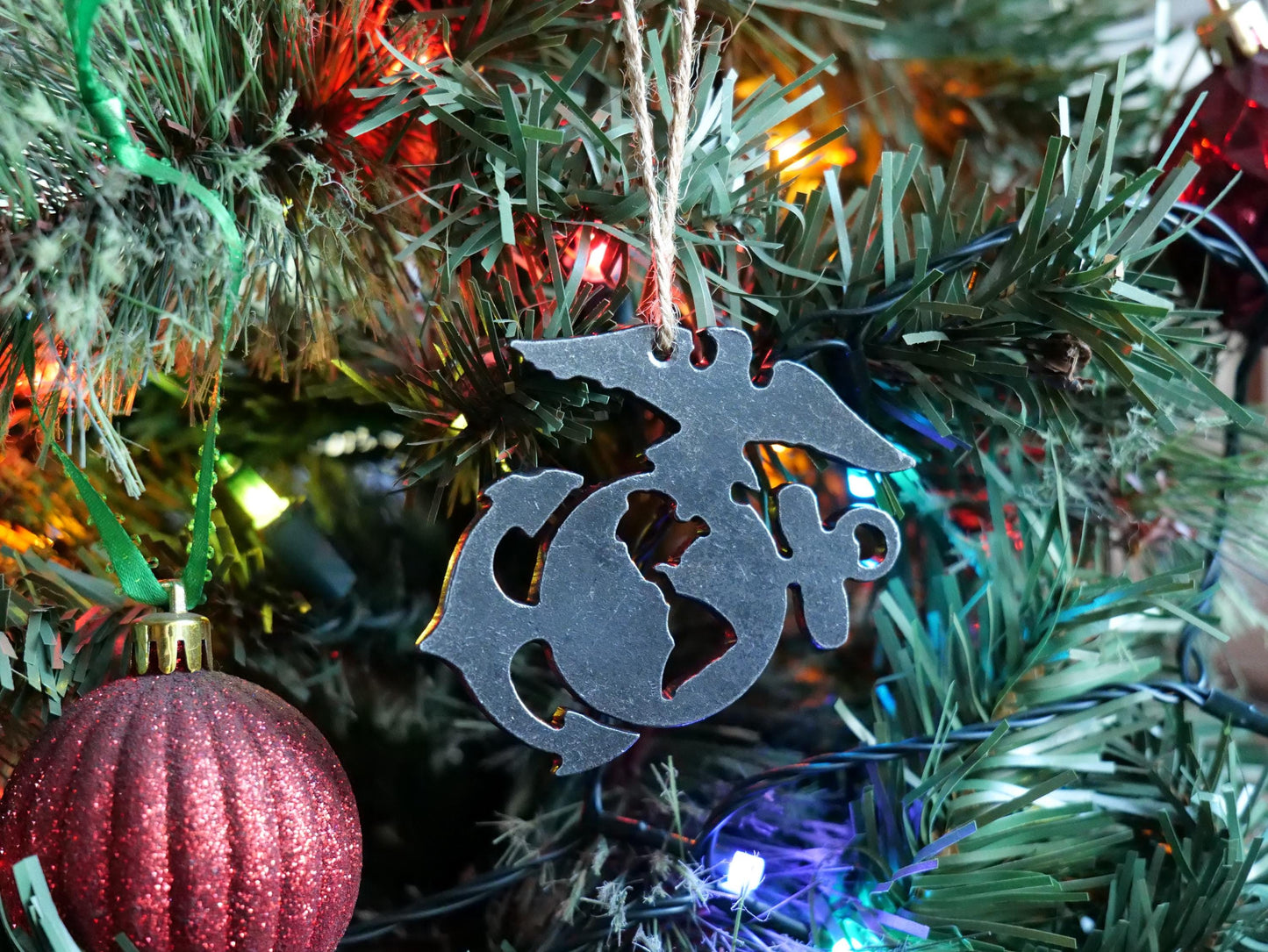 Metal Eagle and Anchor Ornament * Christmas Decor * Winter Gifts * Wildlife Ornament * Snow Gifts * Wintery Ornament Gift * Military