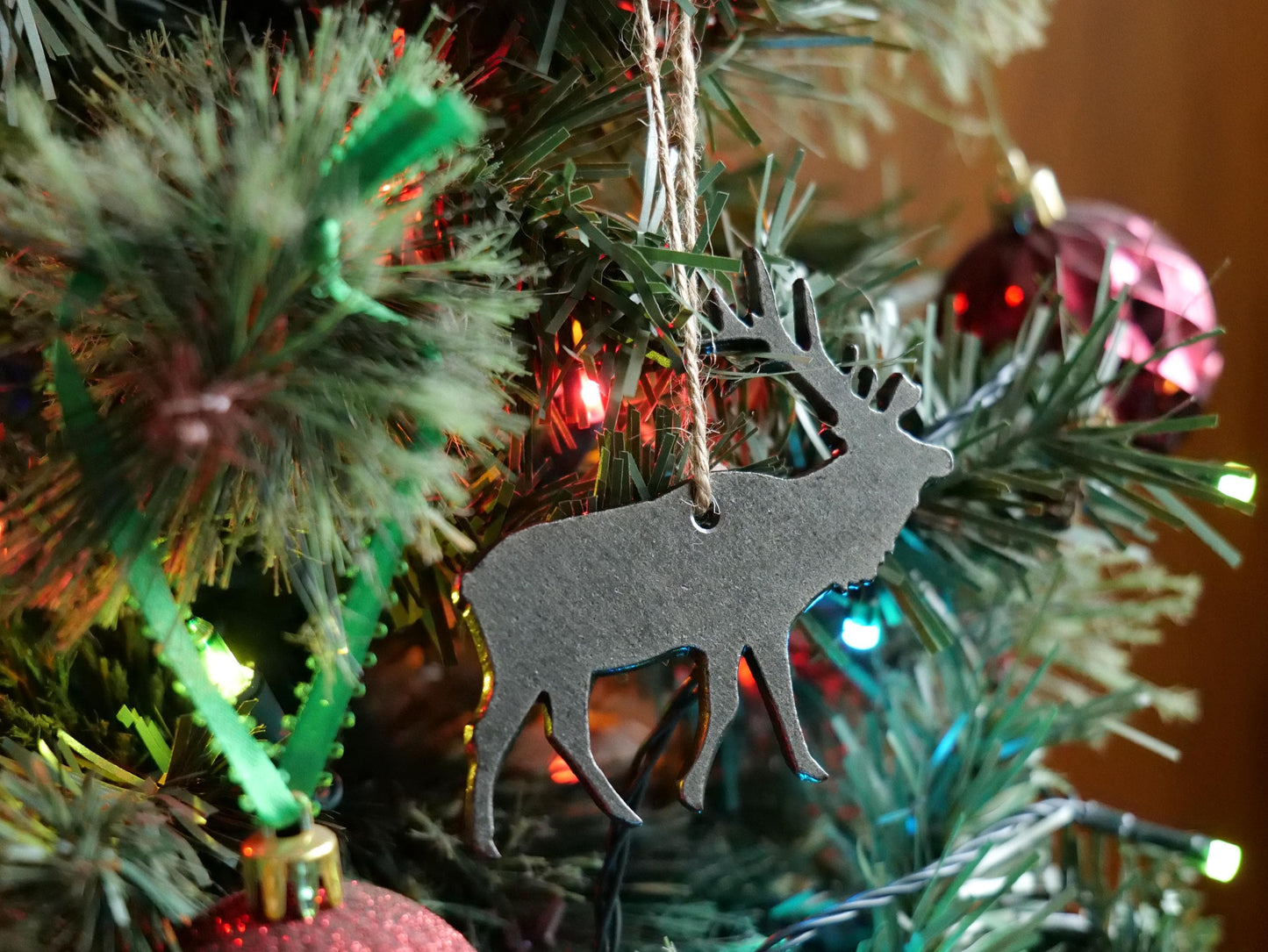 Metal Elk Ornament * Christmas Decor * Winter Gifts * Wildlife Ornament * Snow Gifts * Wintery Ornament Gift * Woodland Animals