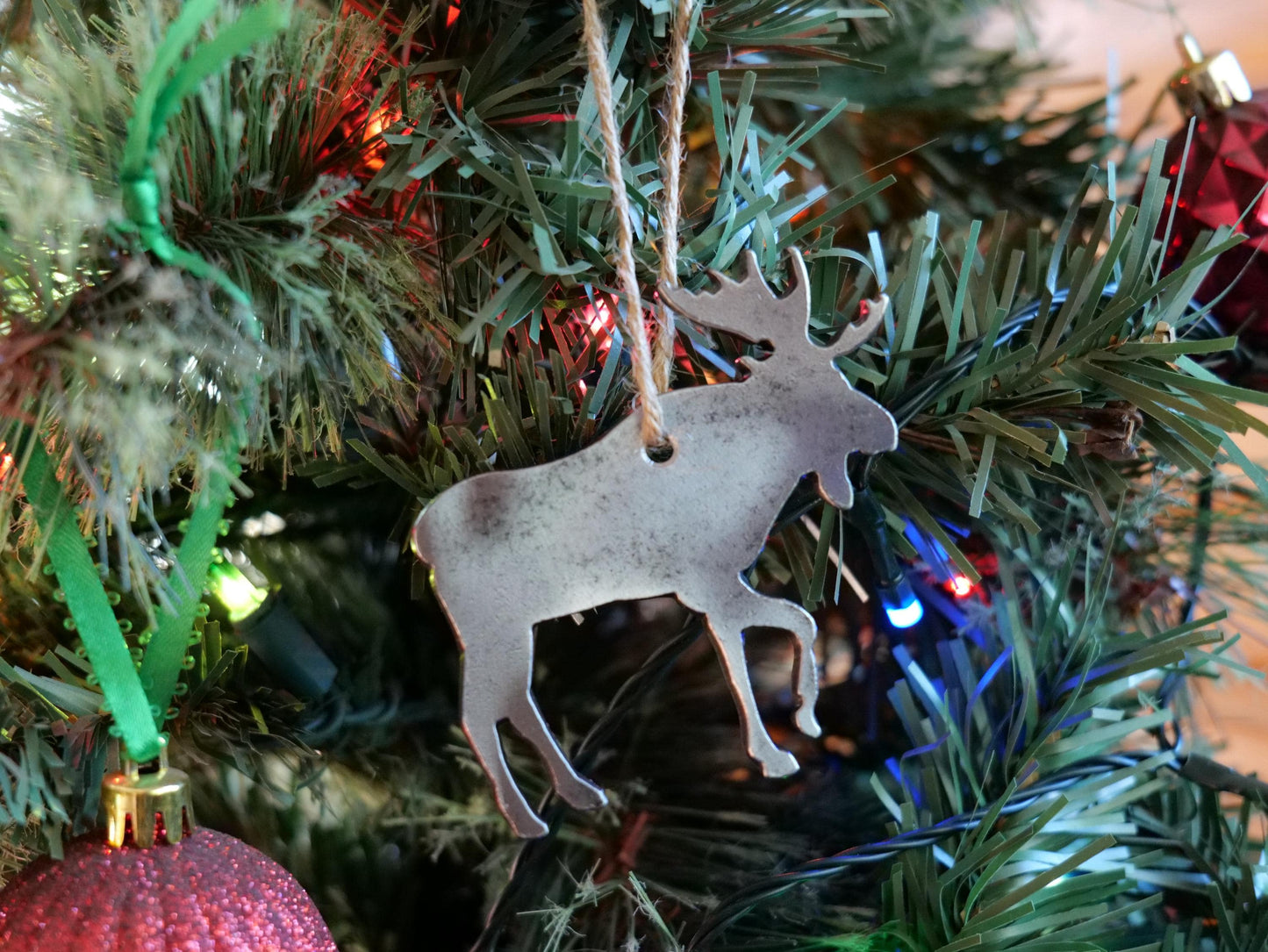 Metal Moose Ornament * Christmas Decor * Winter Gifts * Wildlife Ornament * Snow Gifts * Wintery Ornament Gift * Woodland Animals