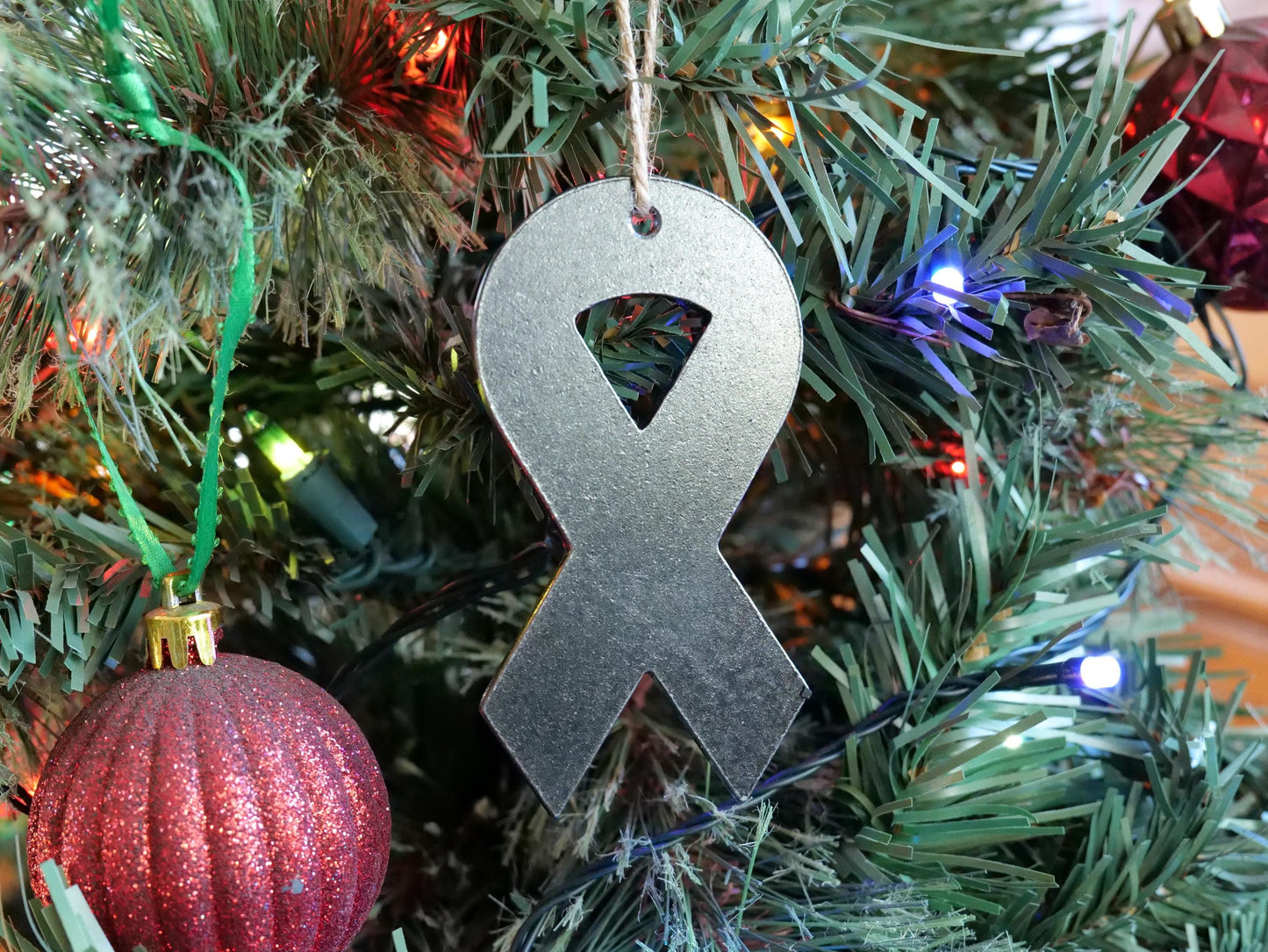 Metal Ribbon Ornament * Christmas Decor * Winter Gifts * Awareness Ornament * Cancer Hope Gifts * Ornament Gift