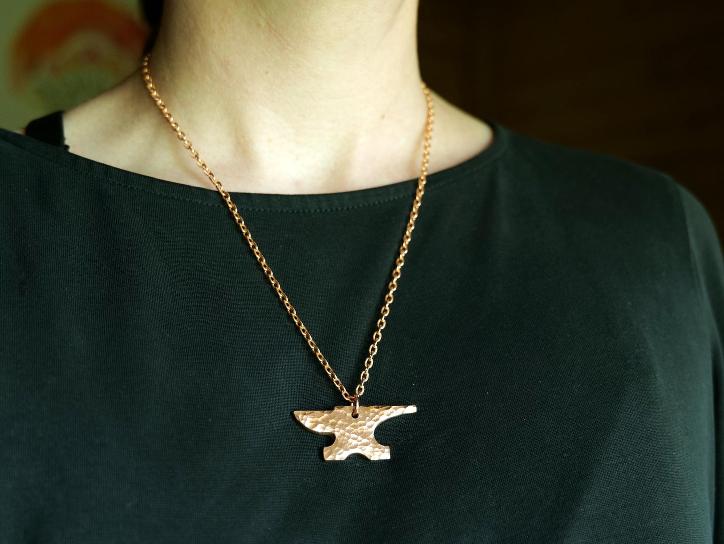 Hand Forged Raw Copper Anvil Pendant * Hammered Anvil Necklace for Blacksmiths* Blacksmith Necklace * Gift for Blacksmiths