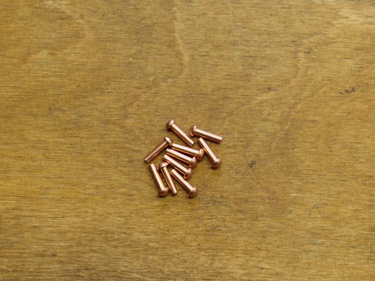 Ten 1/8" x 1/2" Round Button Head Rivets (Copper)