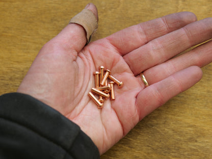 Ten 1/8" x 1/2" Round Button Head Rivets (Copper)