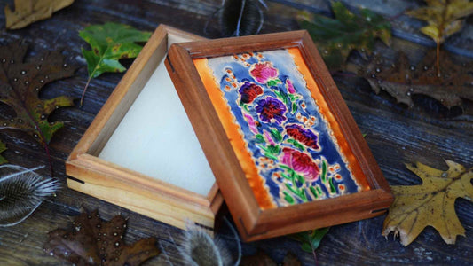 Cherry Jewelry Box* Wooden Box * Jewelry Box * Keepsake Box * Hand Embossed Floral Pattern * Maple Wood Box