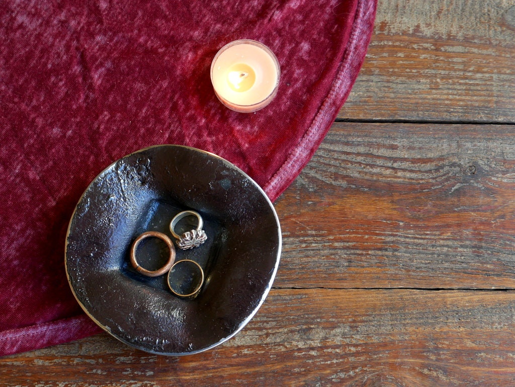 Jewelry Dish * Small Decorative Metal Steel Bowl * Hand Forged Blacksmith Made * Tealight Holder * Hammered Dish * Ring Jewelry Holder Metal