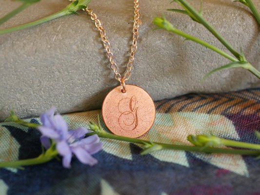 Letter G Initial Necklace * Small Circle Necklace *Initial Necklace for Women *Dainty Necklace *Initial Necklace for Mom * Copper Jewelry
