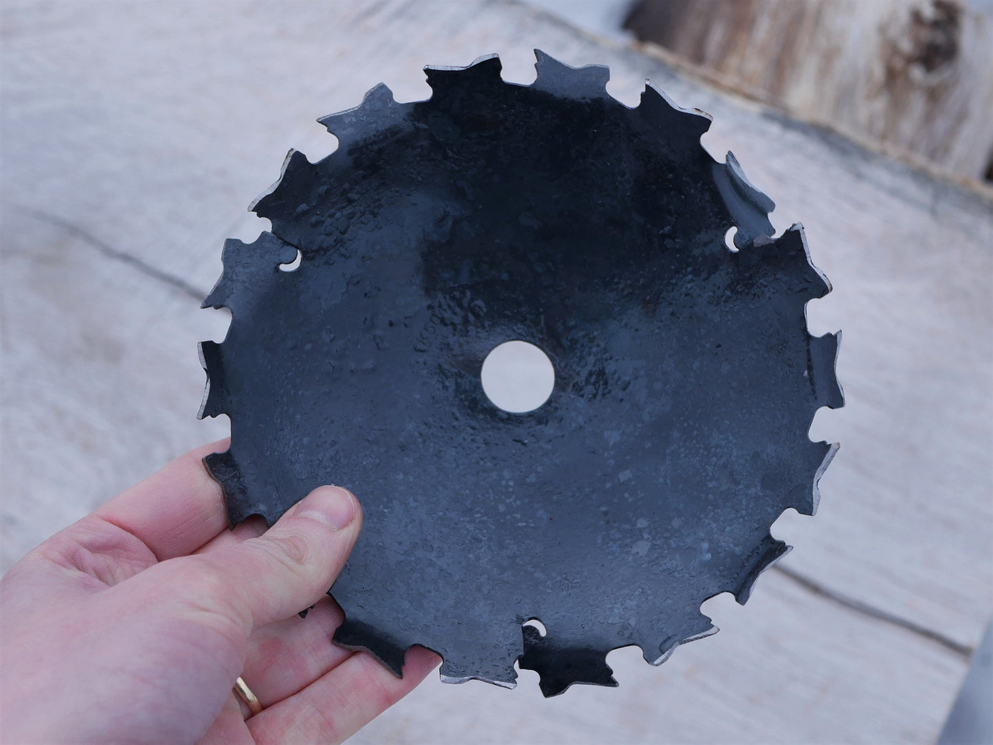 Metal Saw Blade Bowl * 6" Steel Bowl * Steampunk Industrial Decor *Dish Hand Forged Blacksmith Made *Hammered Gifts for Him * Gifts for Men