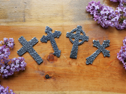 Hand Forged Steel Cross * Hammered Pocket Cross * Small Cross * Personalized Cross with Bible Verse * Christian Gift for Men or Women