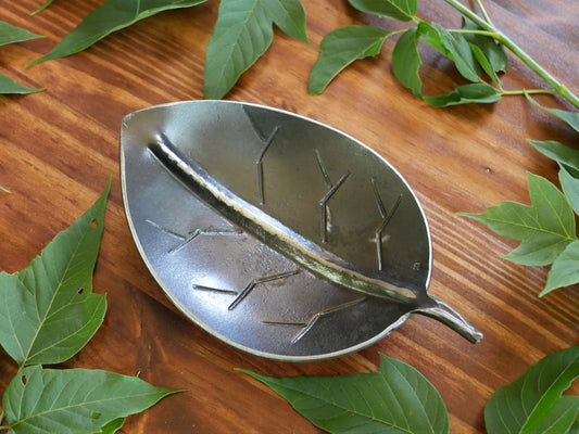 Leaf Bowl * Hand Forged Hammered Art Sculpture * Anniversary Blacksmith Made Sculpture * Leaf Bowl Dish Metal * Contemporary Modern