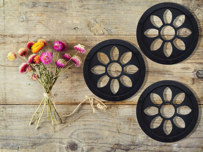 plant pot trivets Flower Trivet Set of 3 * Metal Trivets for Hot Dishes * Black Trivets for Hot Pan * Hot Plate Holders * Iron Pot Stand * Hot Plate
