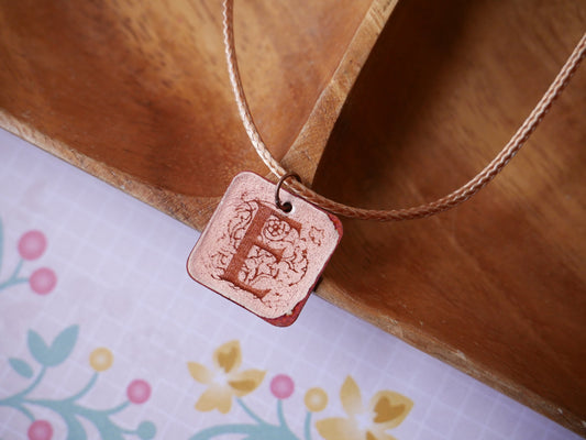 Letter E Natural Brown Earthy Pendant *Copper Necklace * Enamel Jewelry * Boho Jewelry *  Handmade Enamel Jewelry * Necklace Gift for Her