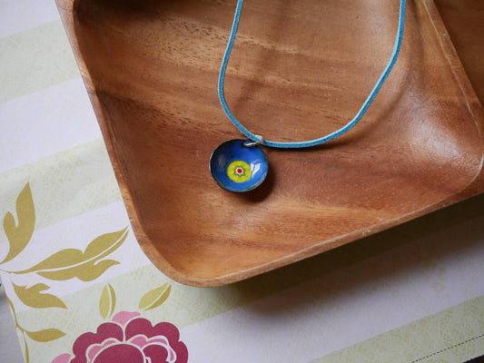 Flower Necklace for Her * Enameled Domed Necklace * Jewelry for Women * Handmade Torch Fired Enamel Necklace * Circle Necklace