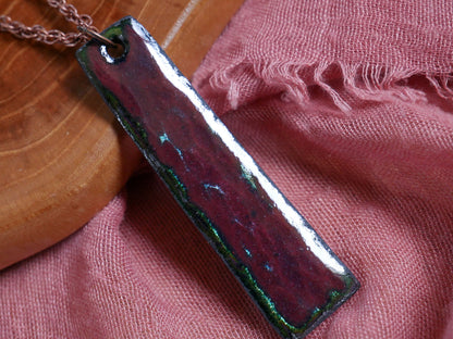 Hammered Enameled Copper Necklace Pendant * Copper 7th Anniversary Gift * Hand Forged Necklace Pendant * 7 Year Anniversary Gift * Modern