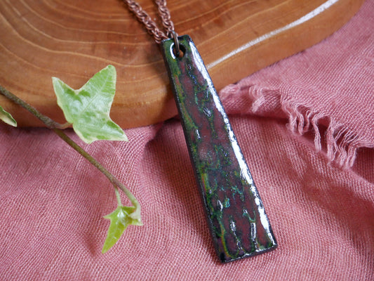 Hammered Enameled Copper Necklace Pendant * Copper 7th Anniversary Gift * Hand Forged Necklace Pendant * 7 Year Anniversary Gift * Modern