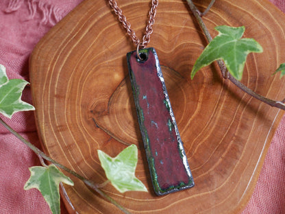 Hammered Enameled Copper Necklace Pendant * Copper 7th Anniversary Gift * Hand Forged Necklace Pendant * 7 Year Anniversary Gift * Modern