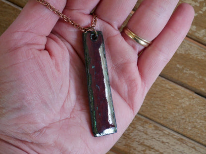 Hammered Enameled Copper Necklace Pendant * Copper 7th Anniversary Gift * Hand Forged Necklace Pendant * 7 Year Anniversary Gift * Modern