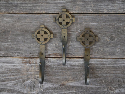 Decorative Metal Cross Wall Hooks * Hand Forged Blacksmith Made Hooks for Jewelry, Coats, Towels, Keys * Christian Gifts * Jacket Coat Hook