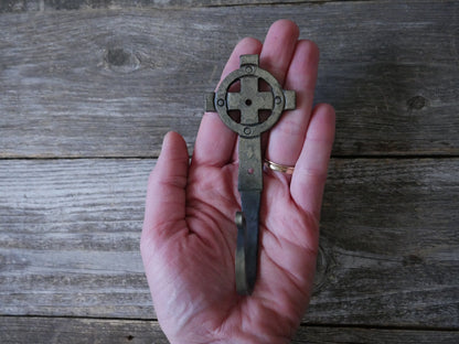 Decorative Metal Cross Wall Hooks * Hand Forged Blacksmith Made Hooks for Jewelry, Coats, Towels, Keys * Christian Gifts * Jacket Coat Hook