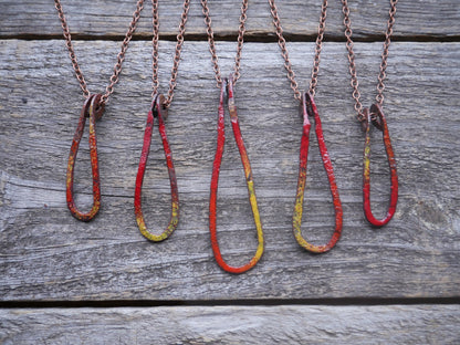 Fire Droplet Necklace * Copper Pendant* Earth Jewelry * Abstract Jewelry * Nature Gifts for Women * One of a Kind Pendant