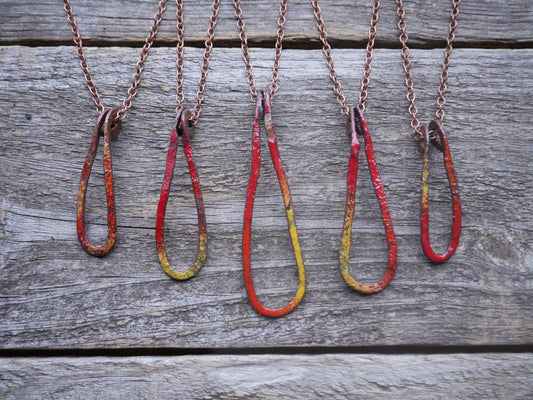 Fire Droplet Necklace * Copper Pendant* Earth Jewelry * Abstract Jewelry * Nature Gifts for Women * One of a Kind Pendant