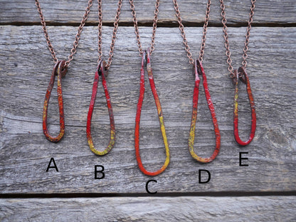 Fire Droplet Necklace * Copper Pendant* Earth Jewelry * Abstract Jewelry * Nature Gifts for Women * One of a Kind Pendant