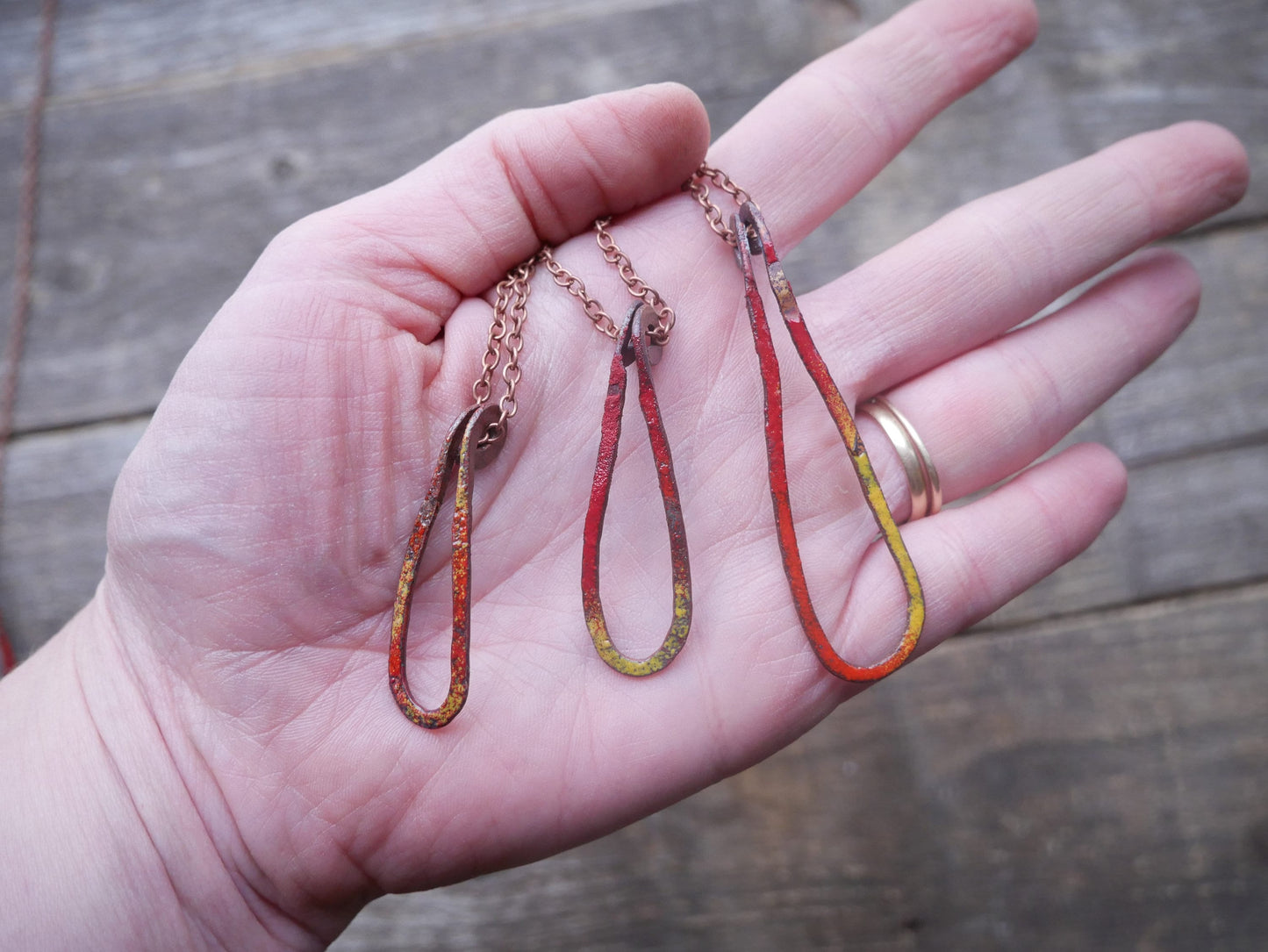 Fire Droplet Necklace * Copper Pendant* Earth Jewelry * Abstract Jewelry * Nature Gifts for Women * One of a Kind Pendant