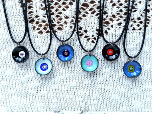 Enameled Flower Necklace * Blue Flower Jewelry * Enamel Flower Gift for Her * Gift for Women * Gift for Mom * Gift for Girlfriend * Present