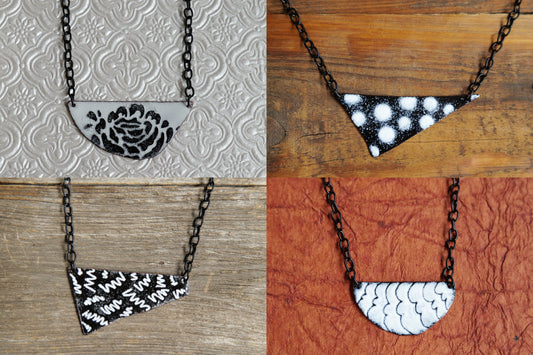 Black and White Necklace * Monochrome Jewelry *Layering Necklace * Abstract Jewelry * Minimalist Jewelry * Geometric Necklace