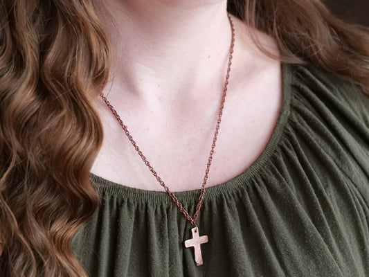 Hand Forged Copper Cross * Hammered Cross Pendant * Christian Gift for Men or Women * Forged Cross Necklace * Handmade Copper Necklace