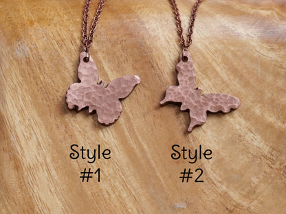 Forged Copper Butterfly Necklace * Hammered Butterfly Pendant * 7 Year Anniversary Gift * 7th Anniversary Gift for Her * Butterfly Jewelry