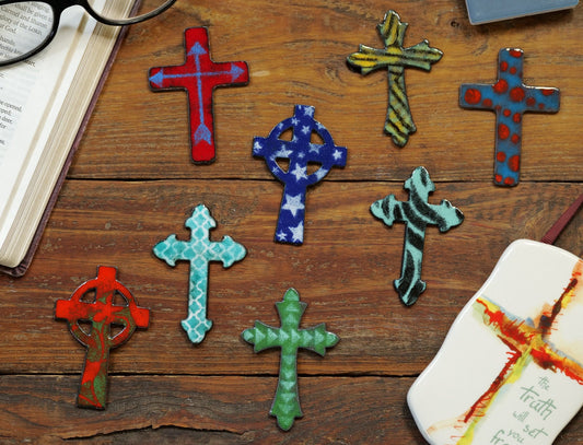 Enameled Copper Cross * Handmade Pocket Cross * Small Cross *Handcrafted Christian Gift for Men or Women