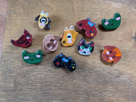 Handmade Clay Pin * Sculpted Shirt Pin * Painted Lapel Pin