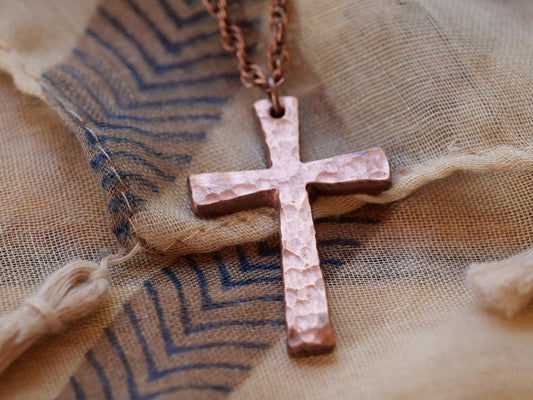 Hand Forged Copper Cross * Hammered Cross Pendant * Christian Gift for Men or Women * Forged Cross Necklace * Handmade Copper Necklace