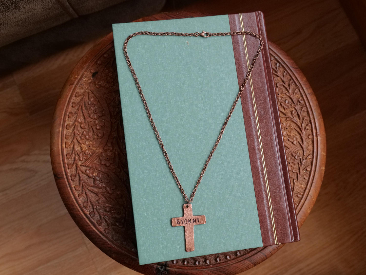 Cross Necklace with Name * Christian Gift for Women & for Men * Personalized Cross Necklace for Men * Copper Cross Pendant