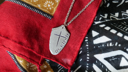 Shield of Faith Pendant* Hammered Shield Pendant * Christian Gift for Men or Women * Forged Armor of God Necklace * Ephesians 6:10-18 Verse