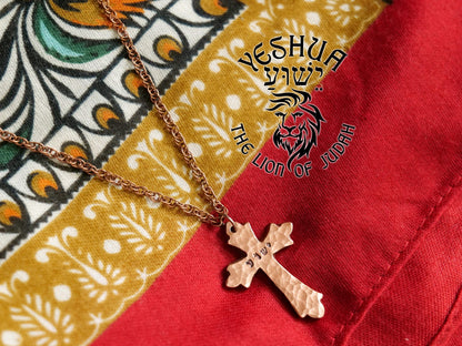 Cross Yeshua Necklace * Christian Gift for Women & for Men * Hebrew Pendants Copper Cross Pendant *Lion of Judah Necklace *Names of God ישוע