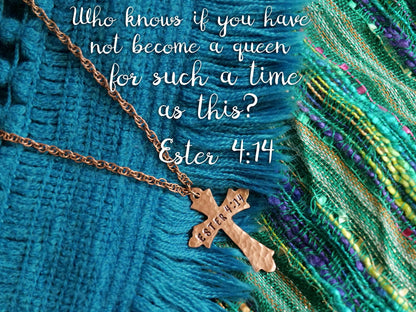 Ester 4:14 Necklace * For Such a Time as This Necklace * Bible Verse Gifts * Christian Cross Jewelry for Men for Women * Woman of Faith