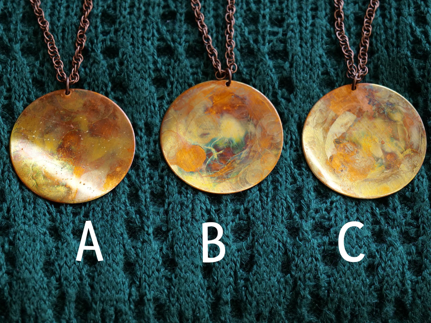 Circle Flame Painted Copper Necklace Pendant * Copper Rainbow Necklace  * 7 Year Anniversary * Copper Jewelry Gifts for Wife * for Women